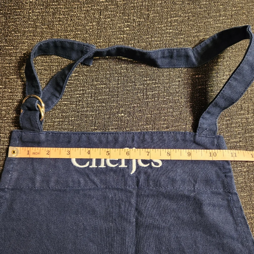 🔥 Bib Apron Full Length 100% Cotton Dark Blue With Ties and Double Front